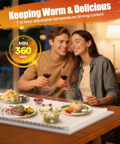 Warming Mat for Food, 46x15 Inch, Off White, Fast Heat, Child Lock - Image 6