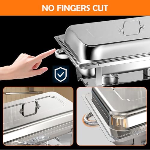 ALSO GO 6 Pack 9QT Chafing Dishes for Buffet with 4 Serving Tongs - Image 4