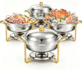 HEADMALL Chafing Dishes for Buffet 4 Pack, 6QT Gold Food Warmers for Parties Buffet Servers, Warming Trays for Wedding, Birthday Party or Holiday Celebration (4, Gold Frame) by HEADMALL
