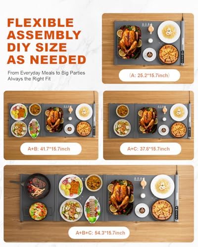 iTRUSOU Expandable Warming Mat for Food 54"x16", 99H Timer, 7 Temp - Image 2