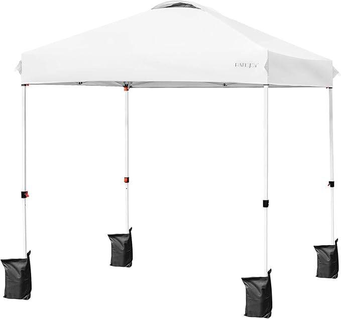 Tangkula Outdoor Pop-up Canopy Tent, 6.6 x 6.6 FT Height Adjustable Commercial Instant Canopy w/Portable Roller Bag, 4 Weight Bags, Outdoor Camping Sun Shelter for Camping, Party