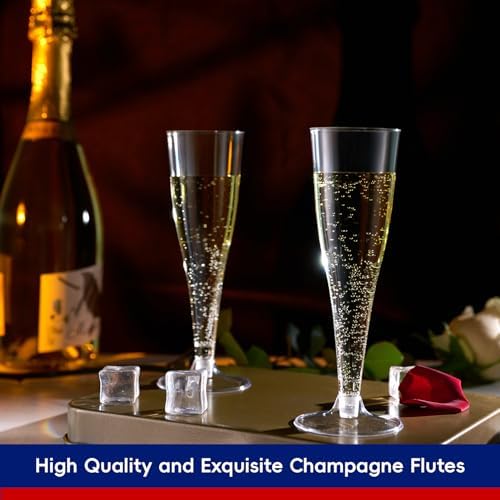 JOLLY CHEF 4.5 oz Clear Plastic Champagne Glasses 125 Count Gold Plastic Disposable Forks - Image 4