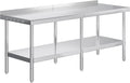 Jocisland 30" x 82" Stainless Steel Table for Prep & Work with Backsplash, Adjustable Under Shelf & Safe Design for Restaurant, Home and Outdoor