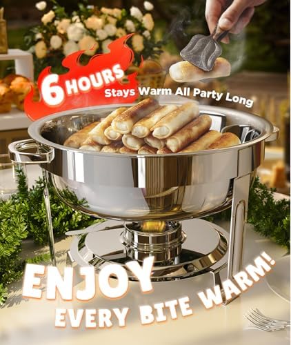 Chafing Dishes for Buffet 4 Pack, 6QT [Worry-Free Assemble] Food Warmers for Parties Buffet [Mirror-Like Polished Finish Stainless Steel Round Chafing Dish Buffet Set with Complete Set - Image 2
