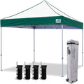 Eurmax USA Standard 10x10ft Patio Pop Up Canopy Tent for Outdoor Events Commercial Instant Canopies with Heavy Duty Roller Bag,Bonus 4 Canopy Sand Bags (Green&White)
