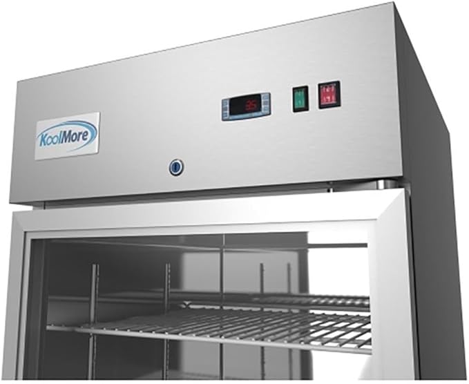 Pemberly Row 29" 1 Glass Door Steel Reach-in Refrigerator Cooler in Silver