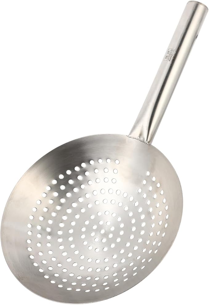 Stainless Steel Skimmer Spoon Kitchen Serving Spoon with Filter Large Slotted Strainer Spoon Oil Filter Spoon Mesh Wire Frying Spoon 9.5 x 7 inch