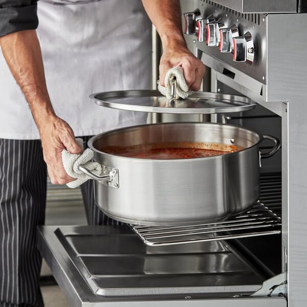 SS1 Series 15 Qt Stainless Steel Brazier with Cover, Aluminum-Clad Bottom, NSF Listed, Induction Ready, Dishwasher Safe, 14-Inch Diameter, Commercial Grade