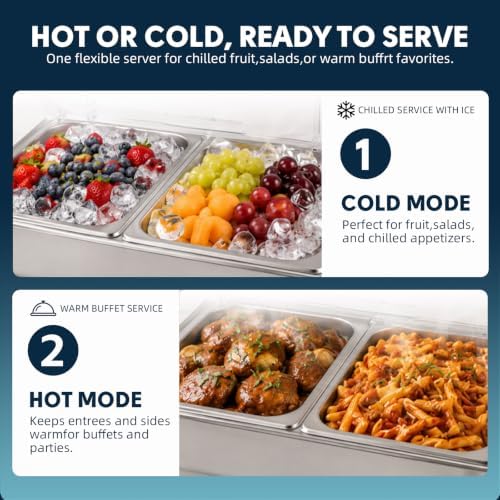 Electric Buffet Food Warmer with Touch Control, 2 * 4.5QT Half Size Stainless Steel Chafing Dish with Roll Top Lid for Catering and Events - Image 5