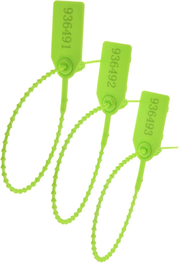 Plastic Security Seals Disposable Tags Safety Padlocks Zip Ties Numbered 9.84 inches Green 200 pcs per Bag