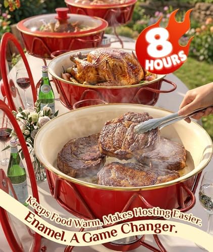 Chafing Dishes for Buffet 4 Pack, [Enameled, Redefined] Food Warmers for Parties Buffet [Water-Free Heating Design] 7QT Chafing Dish Buffet Set, Buffet Servers and Warmers for Any Party - Image 2