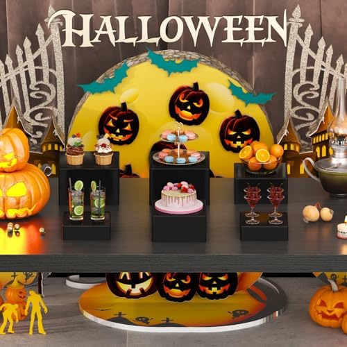 Lifewit Buffet Risers, 6 Pcs Plastic Dessert Table Display Set, Black - Image 4