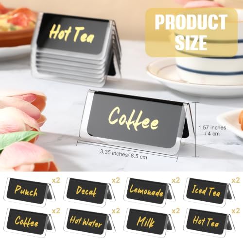 Domensi 16 Pcs Acrylic Coffee Tent Sign Double Sided Table Decaf Coffee Tea - Image 2