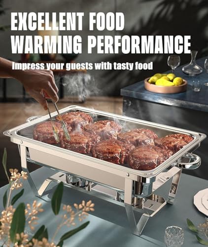 Chafing Dishes for Buffet 2 Pack, 9QT [No Fingers Cut] Roll Edge Designed Chafing Dish Buffet Set [Mirror-Like Polished Finish] Food Warmers for Parties, Birthday, Holiday Parties, Church Events, etc - Image 2