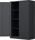 Metal Storage Cabinet with Locking Doors and 3 Adjustable Shelves, 53.5-Inch Tall Lockable Steel Storage Cabinets for Home Office Garage Pantry (Black)