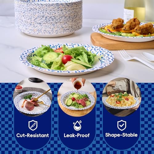 JOLLY CHEF 10 Inch Paper Plates 140 Count & 7.28 Inch Heat Resistant Durable Gold Dinner Forks for Parties - Image 3