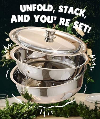 Chafing Dishes for Buffet 4 Pack, 6QT [Worry-Free Assemble] Food Warmers for Parties Buffet [Mirror-Like Polished Finish Stainless Steel Round Chafing Dish Buffet Set with Complete Set - Image 7