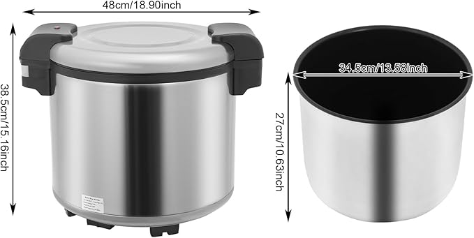 23L/6Gal Commercial Electric Rice Warmer, Large Capacity Commercial Rice Cooker & Warmer, Professional Industrial Rice Cooker, Electric Rice Food Warmer with Hinged Cover, Easy One-Touch Operation
