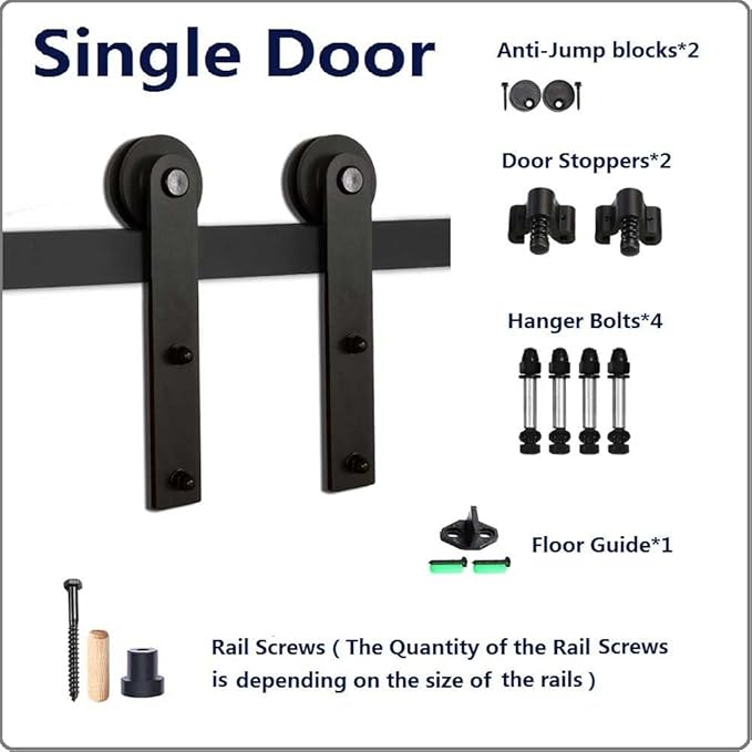 CCJH 13FT Single Sliding Barn Door Hardware Kit Black Carbon Steel Hanger Flat Track System for Closet Kitchen 1 Door 78 inch Wide, Smoothly and Quietly I Shape Roller