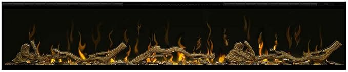 Dimplex IgniteXL 60 inch Built-in Linear Electric Fireplace with Driftwood and River Rock Accessories - Black, XLF60 & LF74DWS-KIT
