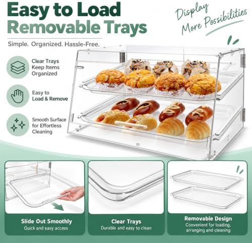 YBSVO 2-Tier Bakery Display Case with Front & Rear Doors - Image 5