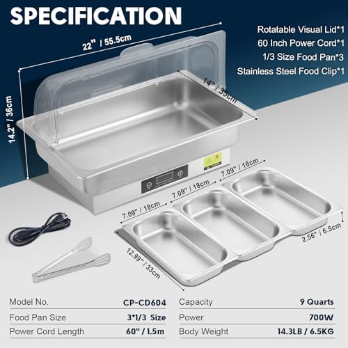 Electric Chafing Dish Buffet Server with Button Panel Control - Image 5
