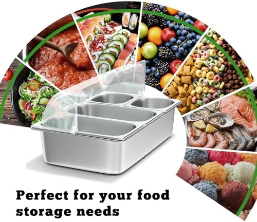 Countertop Food Serving Display Container, Cold Food Buffet Server, Salad Bar Buffet Station for Home & Cold Serving Trays for Parties, Restaurant or Kitchen(6 Pans 2 Sizes) - Image 3