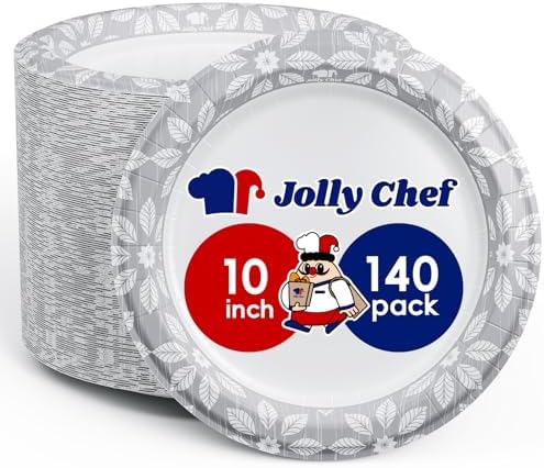 JOLLY CHEF 10 inch 140 Pack Disposable Paper Plates by JOLLYCHEF