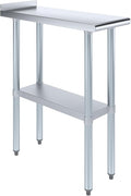 AmGood Stainless Steel Work Table with 1.5" Backsplash | Metal Kitchen Food Prep Table | NSF (12" Long x 30" Deep)