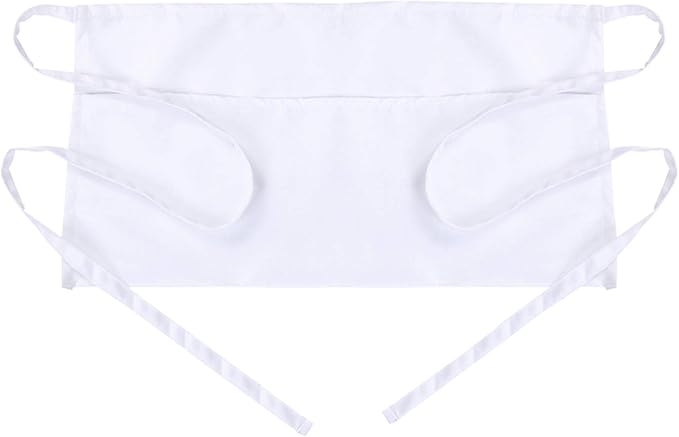 BOHARERS Waist Apron with 3 Pockets - Black Waitress Waiter Server Short Aprons