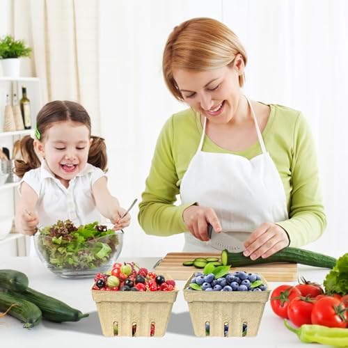 60 Pack Natural Pulp Fiber Berry Basket,Small Molded Produce Vented Basket - Image 5