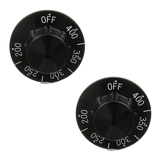OCS Parts 2-Pack 200-400°F Black Thermostat Dial Knob for Commercial Fryers and Ranges | Direct Replacement fo Dean, Frymaster, Pitco, Vulcan Hart and More