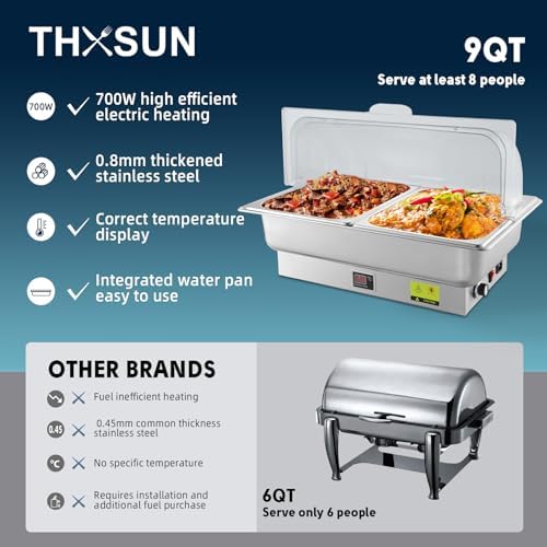 Electric Chafing Dish Buffet Server with Knob Temperature Control - Image 7
