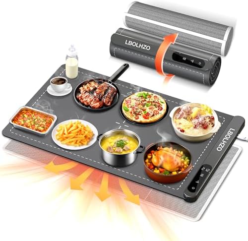 Warming Mat For Food 24"Dx16"W 500W Food Warming Mat Heat Resistant Pad Graphene 5s Rapid Food Warmers for Parties Buffet 6 Temp 6H Timer Chafing Dishes for Buffet,Auto Shut Off for Gatherings by Unknown