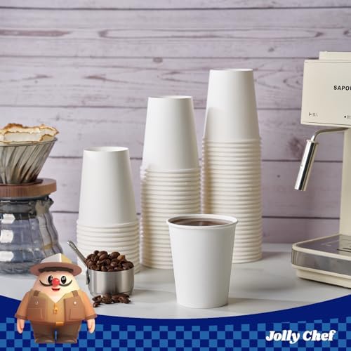 JOLLY CHEF 400 Pack 8 oz Paper Coffee Cups White Beverages Drinking Cups for Coffee and 300 Count 8.5 Inch Paper Plates for Everyday Use, Picnic, Family Gatherings, Parties - Image 4