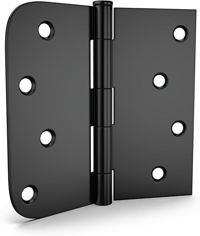 goldenwarm 12 Pack Matte Black Door Hinges 4 x 4 Inch Door Hinge Black Interior Door Hinges with Square & Round Corners Black