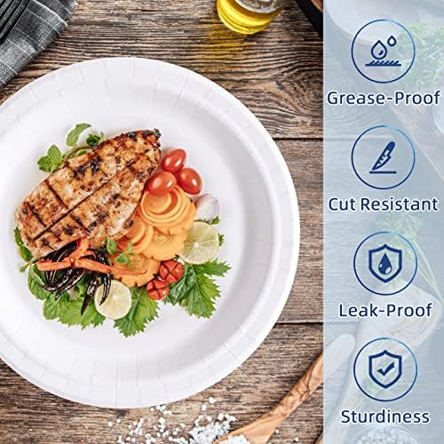 JOLLY CHEF Disposable Paper Plates 10 inch 140 Count and 160 Count Paper Bowls 20 oz, Soak Proof, Cut Proof & Microwave Safe for Everyday Use - Image 7