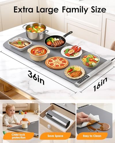 Warming Mat for Food 36"x16" with Heat Resistant Mat - Image 4