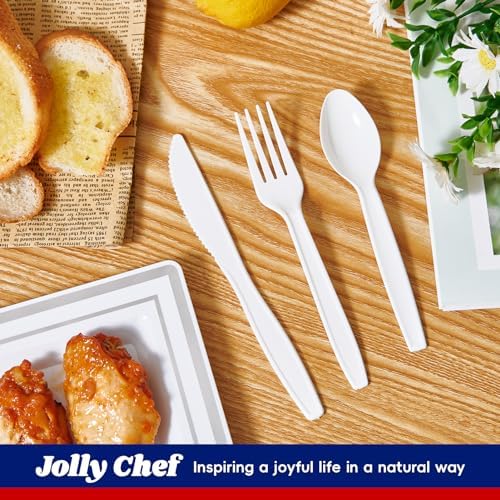 360 White Plastic Silverware, Utensils Set 180 Forks, 120 Spoons, 60 Knives - Image 5