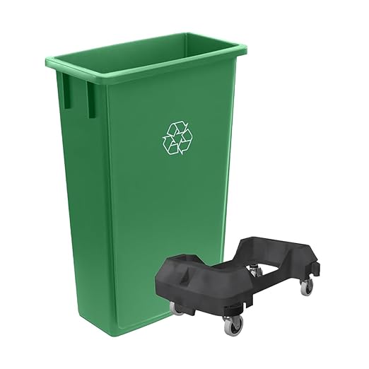 3 Pack 23 Gallon Waste Bin with Dolly, Heavy-Duty Trash Can, Slim Rectangular Garbage Bin, Durable Waste Container, Recycling Bin, Plastic Wastebasket for Kitchen, Garage, Restaurants, Office