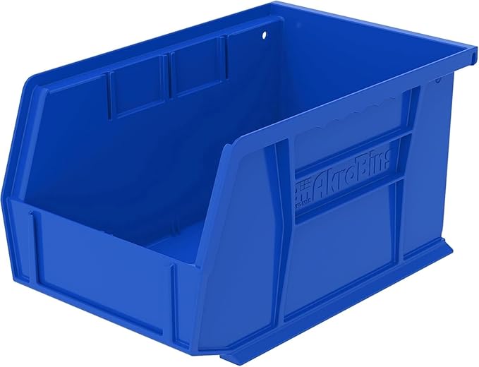 Akro-Mils 30237 AkroBins Plastic Storage Bins, Space-Saving Stackable Bins for Garage, Pantry, Craft Organization, 9-" x 6-" x 5-", Blue, 12-Pack
