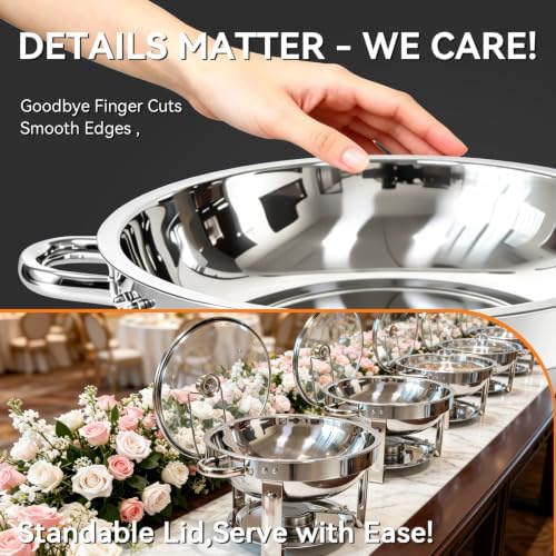 6QT Chafing Dish for Buffet, Food Warmers for Parties with Glass Lid, 4Pack - Image 4