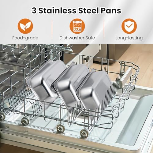 COSTWAY Electric Buffet Server Food Warmer, Stainless Steel Countertop Food Warming Tray with 3 Removable Trays, Adjustable Tempered Control & See-Through Lids for Parties, Holidays & Catering - Image 3