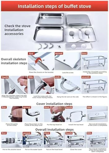 Chafing Dishes for Buffet with Full-Size Pans, 9QT Chafing Dish Sets, 304 Stainless Steel Buffet Servers and Warmers,Food Warmers for Parties & Dinners, Warming Trays for Buffets Party - Image 7