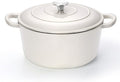 TeamFar 6Qt Dutch Oven, Enameled Cast Iron Dutch Oven Pot with Lid & Dual Handles for Bread Baking, Cooking, Simmer, Non Toxic & Heavy Duty, Oven Safe & Various Stovetops Suitable - Cream White