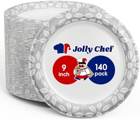 JOLLY CHEF 9 inch 140 Pack Disposable Paper Plates by JOLLYCHEF