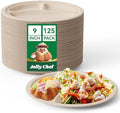 JOLLY CHEF Heavy Duty Compostable 3 Compartment Paper Plate 9 Inch 125 Pack by JOLLYCHEF
