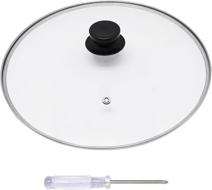 Pan Lid 12 Inch, Round Tempered Glass Lid, Universal Pot Lids with Heat Resistant Handle, Replacement Pan Cover for Pans and Skillets, Dishwasher Safe