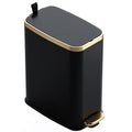 CEROELDA Small Bathroom Trash Can with Lid Soft Close-5L/1.3 Gal Slim Garbage Can-Metal Step Wastebasket-Rectangle Narrow Waste Bin for Office, Bedroom, Toilet, Live Room (Black)