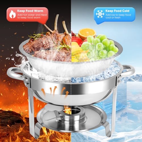 Chafing Dishes for Buffet, 6QT Stainless Steel Chafing Dish Buffet Set with Lids, Food Warmers for Parties Buffet, Buffet Servers and Warmers for Home, Christmas Gatherings, Catering Events - Image 2